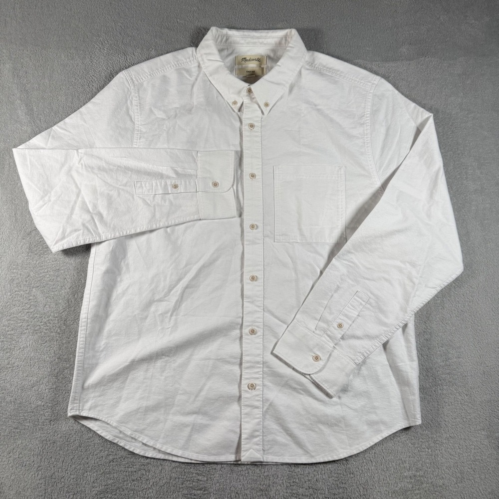 Madewell Button Down Shirt Mens L White Easy Fit Long Sleeve NJ710 - NWT